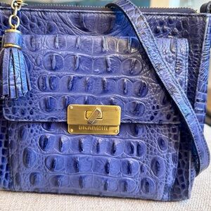 Brahmin Indigo Croc-Embossed Crossbody Bag